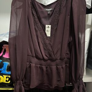 burgundy lace Express top nwt sz large